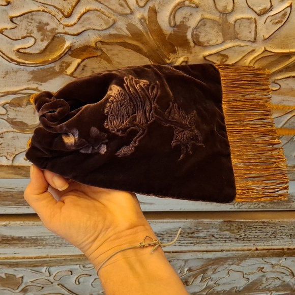 Vintage Handmade Purple Velvet Fairy Tassel Pouch Bag. - Picture 12 of 16